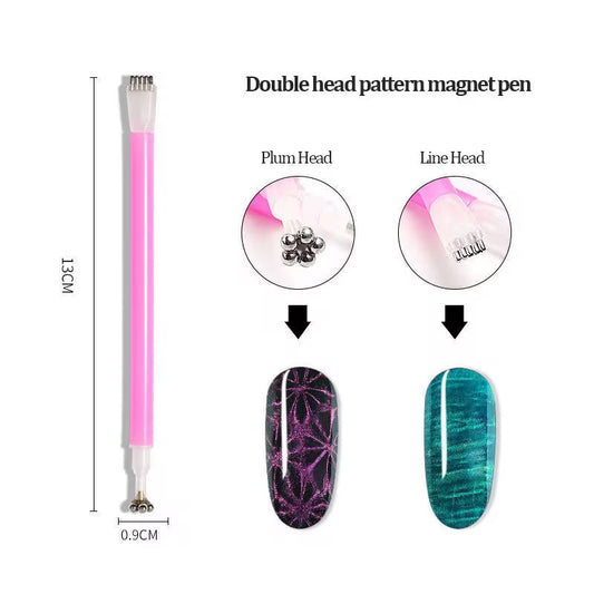 Double Head Flower Magnet for Cat Eye Nail Art